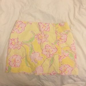 Lilly Pulitzer yellow/pink floral skirt